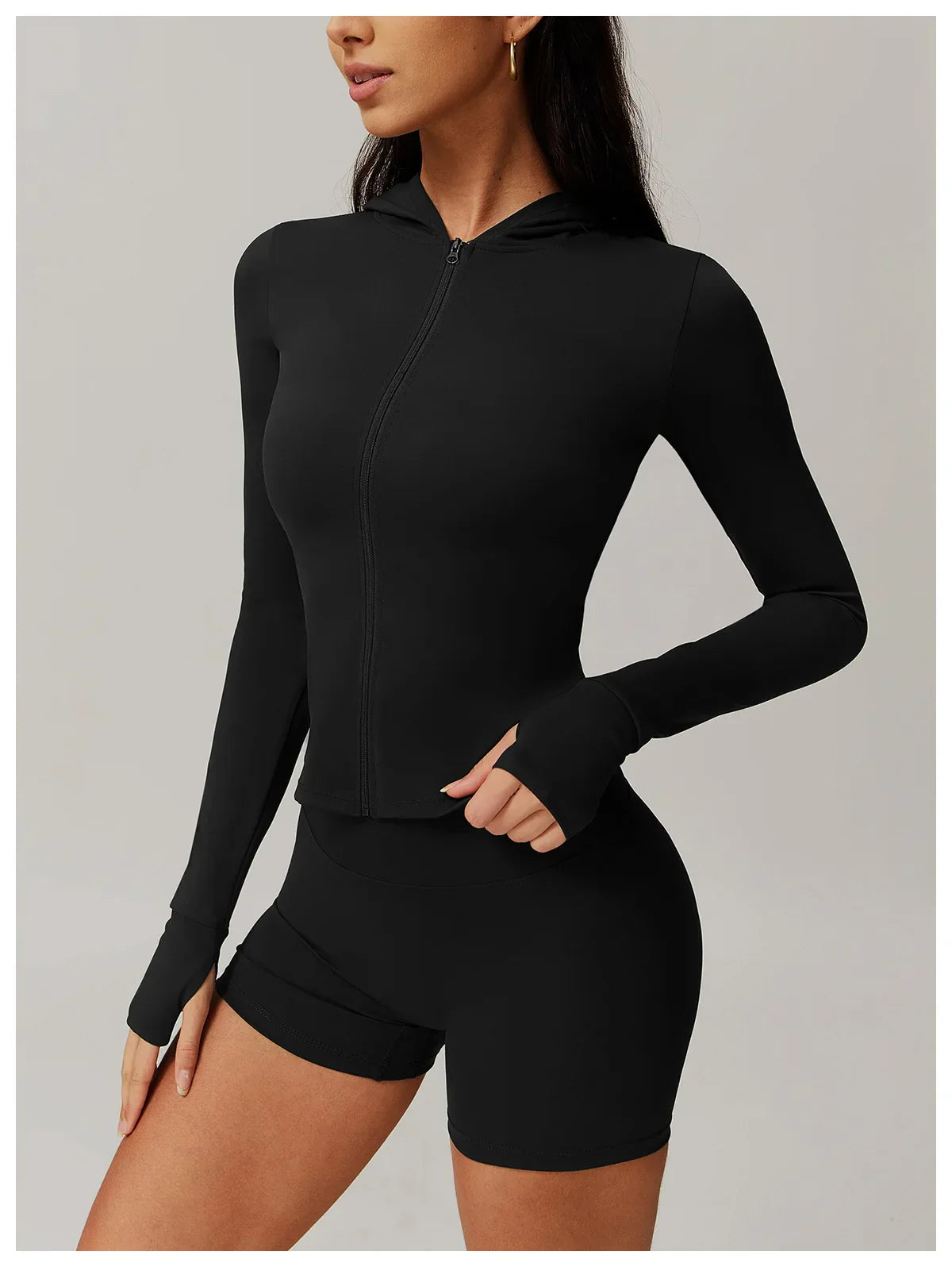 Kobieta Sportowa Kurtka z Kapturem i Długim Rękawem z Zamkiem