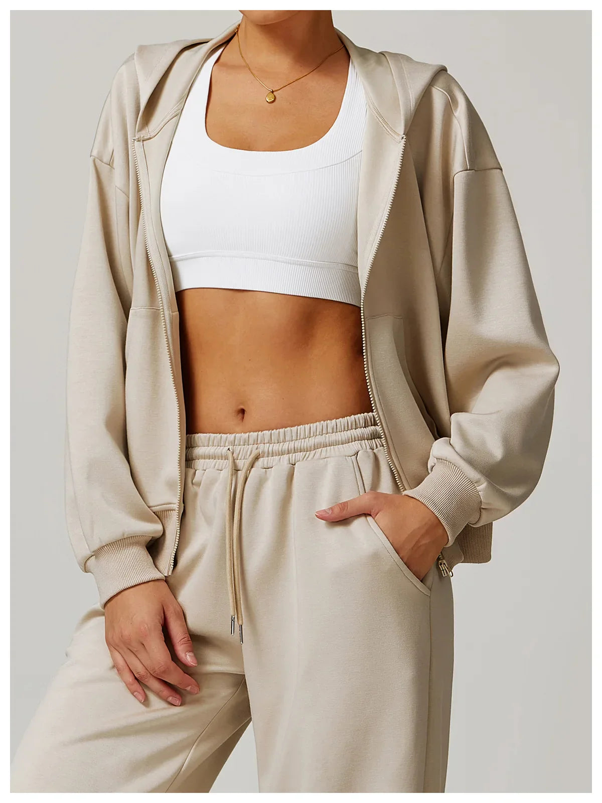 Wytrzymała Luźna Bluza z Kapturem i Długimi Rękawami