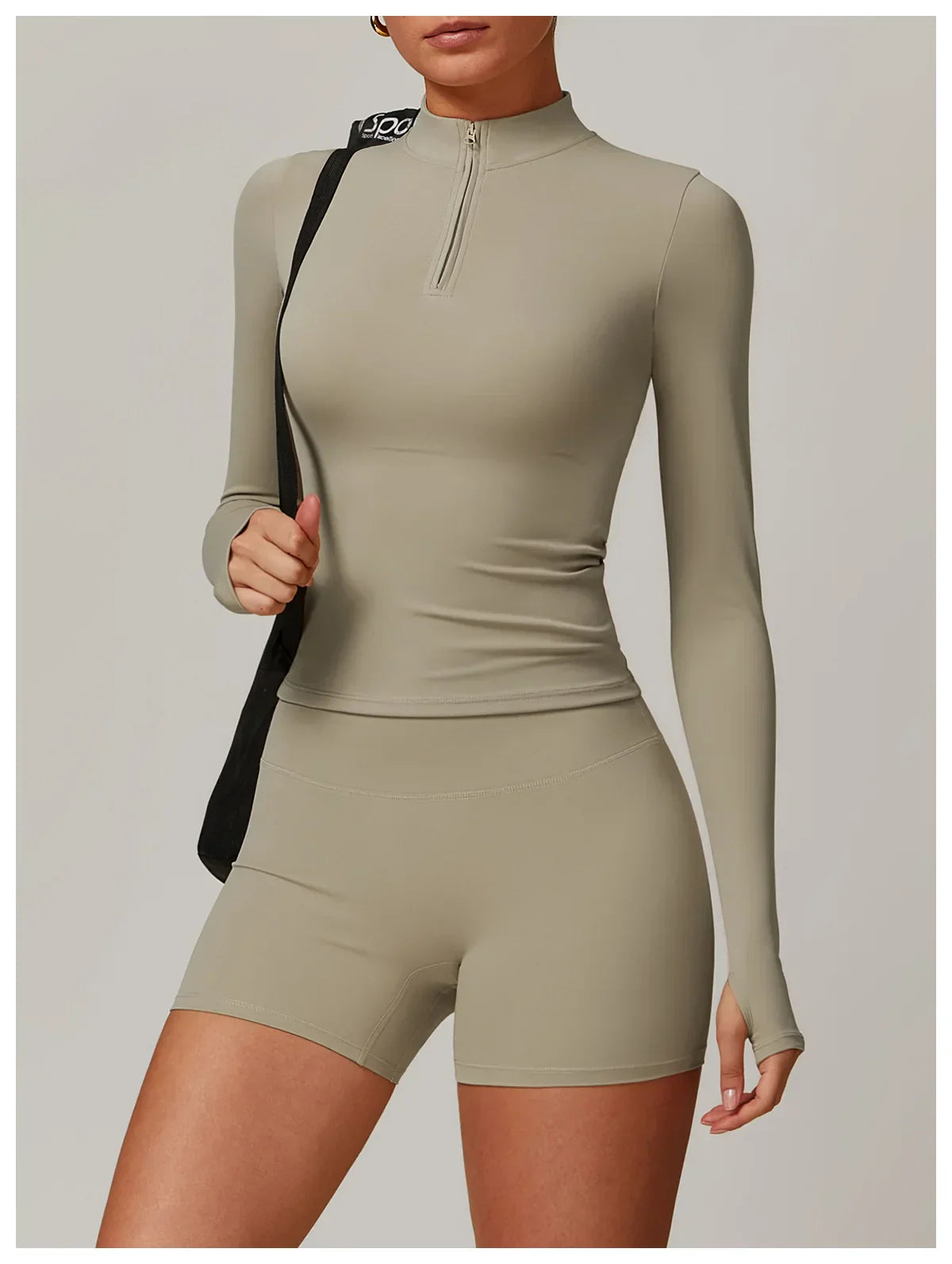 Slim Fit Długi Rękaw Kurtka Zewnętrzna do Joggingu z Połową Zamka