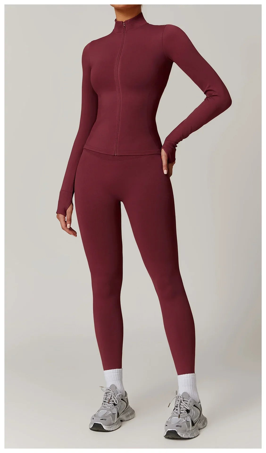 Nowa bezszwowa kurtka do jogi modelująca sylwetkę z zamkiem błyskawicznym