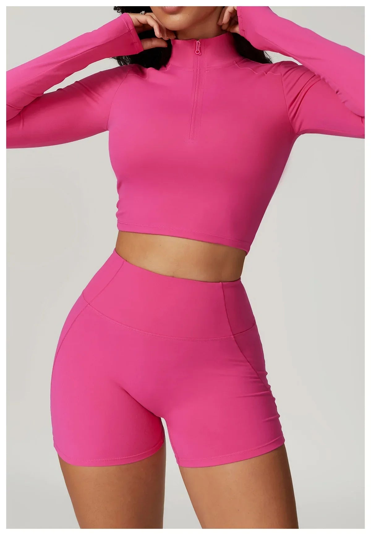 Slim Fit Długi Rękaw Kurtka do Jogi z Pół-Zipem