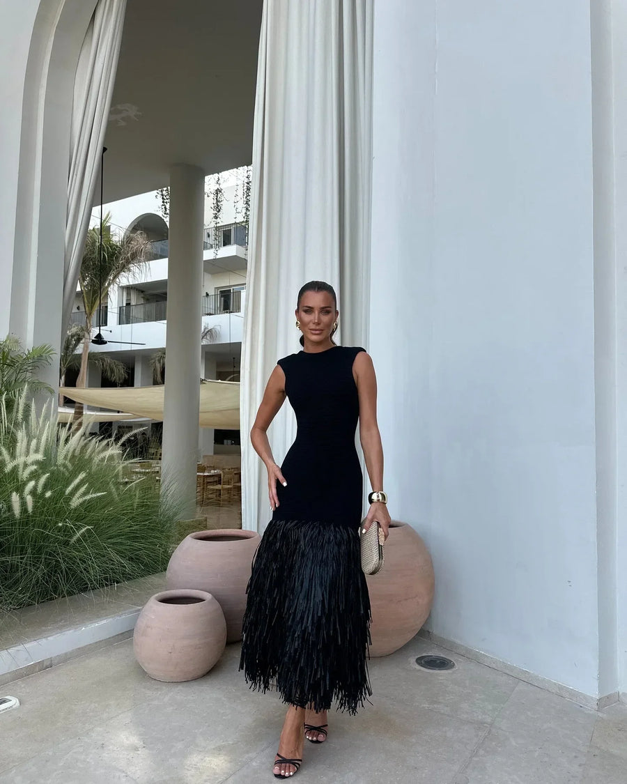 Milava™ | Długa sukienka z frędzlami