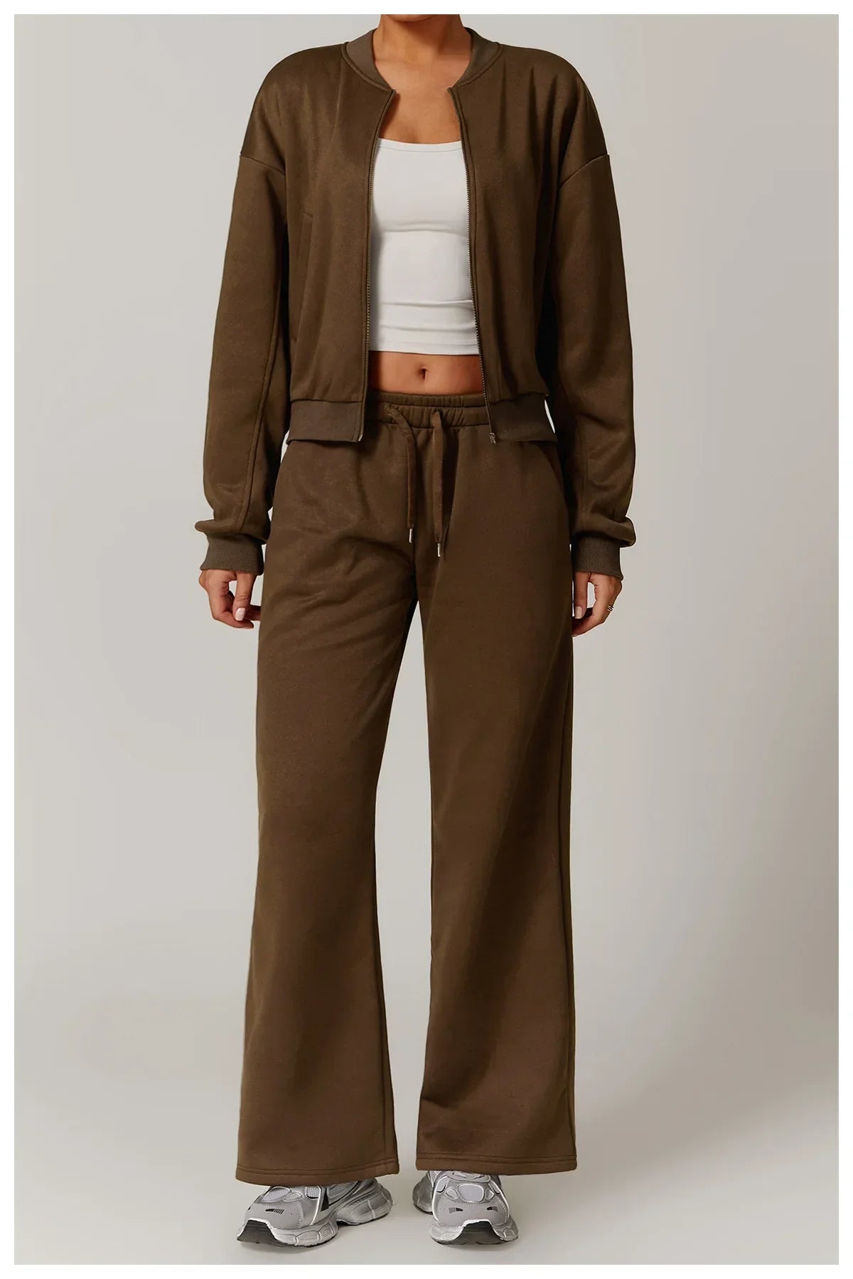 Luźna dresowa kurtka z zamkiem błyskawicznym i długim rękawem