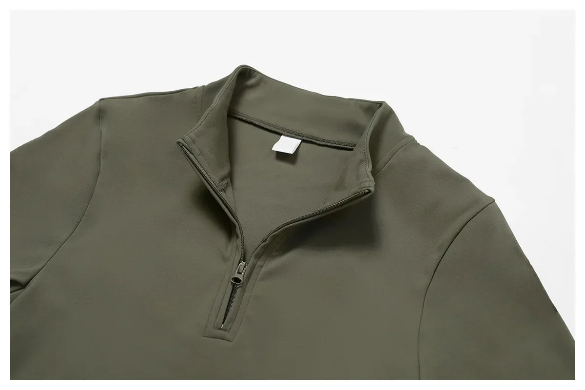 Slim Fit Długi Rękaw Kurtka Zewnętrzna do Joggingu z Połową Zamka