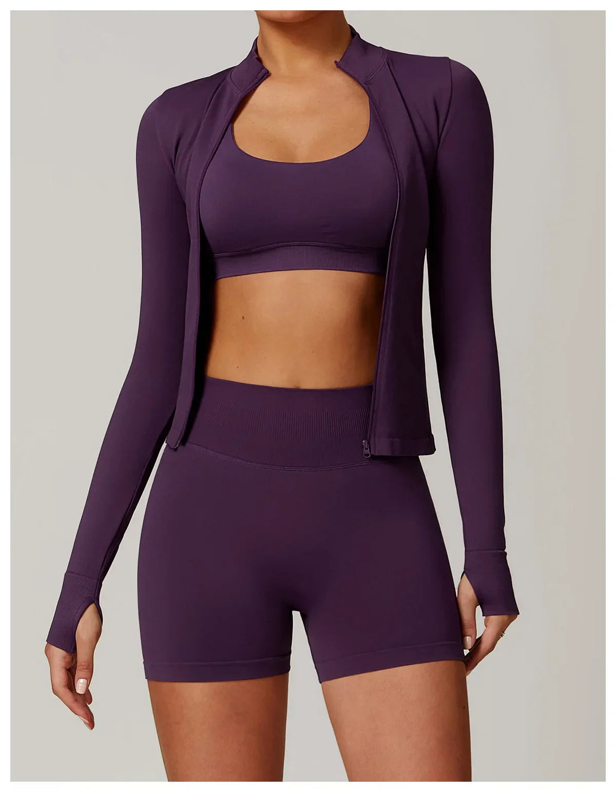 Nowa bezszwowa kurtka do jogi modelująca sylwetkę z zamkiem błyskawicznym