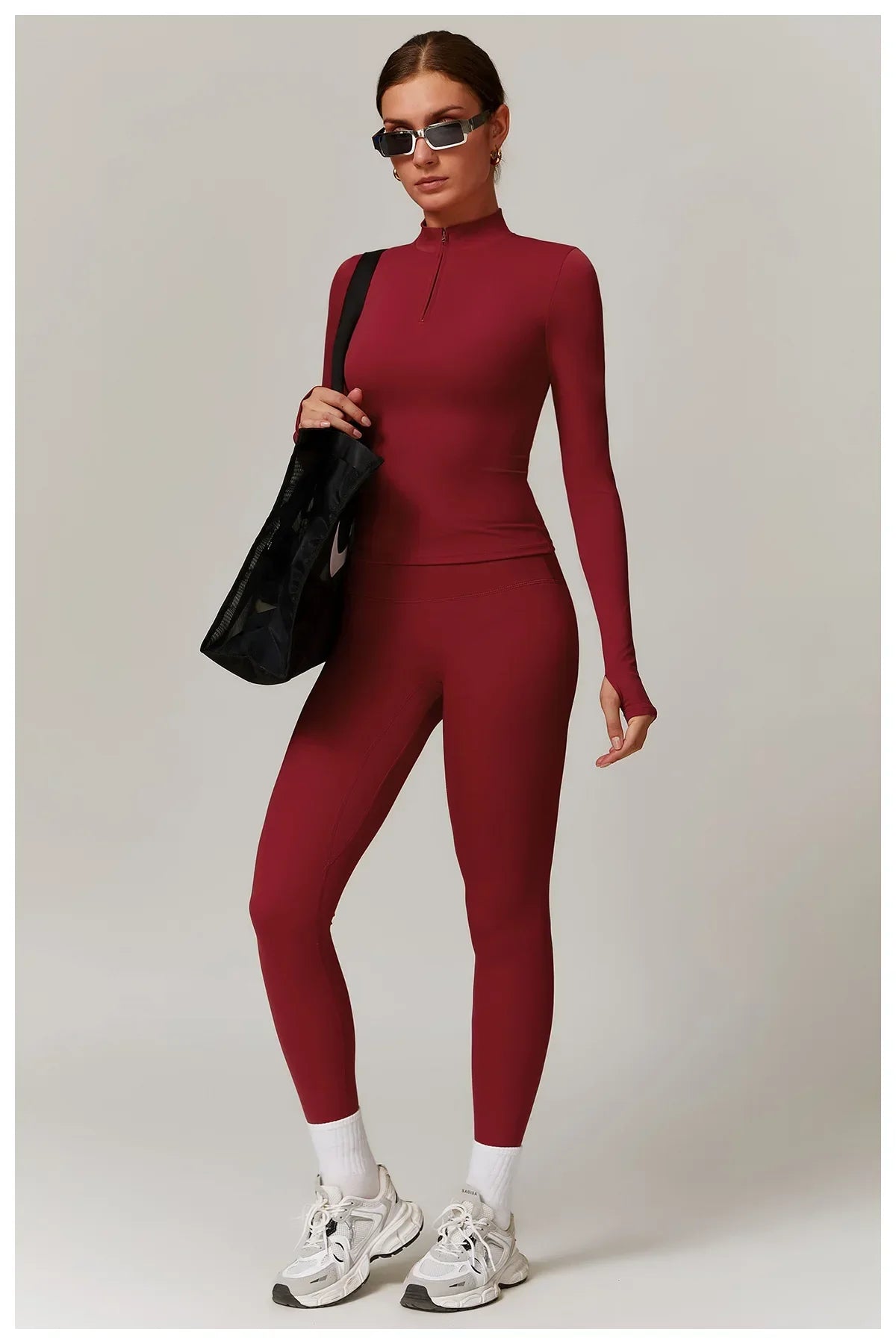 Slim Fit Długi Rękaw Kurtka Zewnętrzna do Joggingu z Połową Zamka