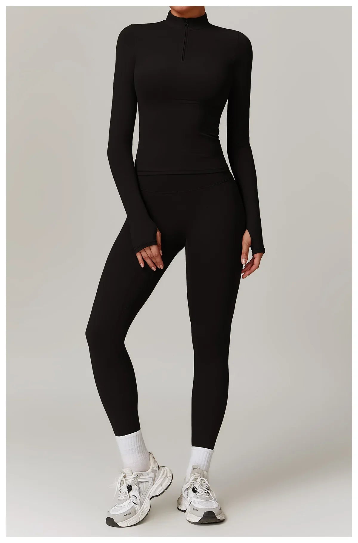 Slim Fit Długi Rękaw Kurtka Zewnętrzna do Joggingu z Połową Zamka