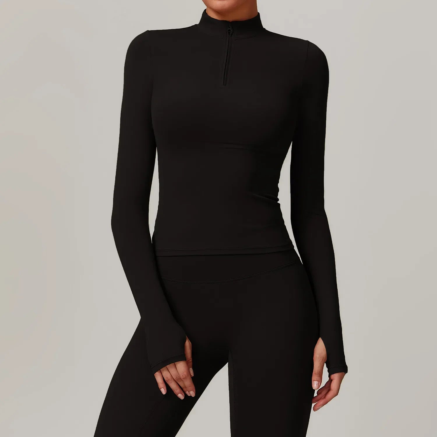 Slim Fit Długi Rękaw Kurtka Zewnętrzna do Joggingu z Połową Zamka