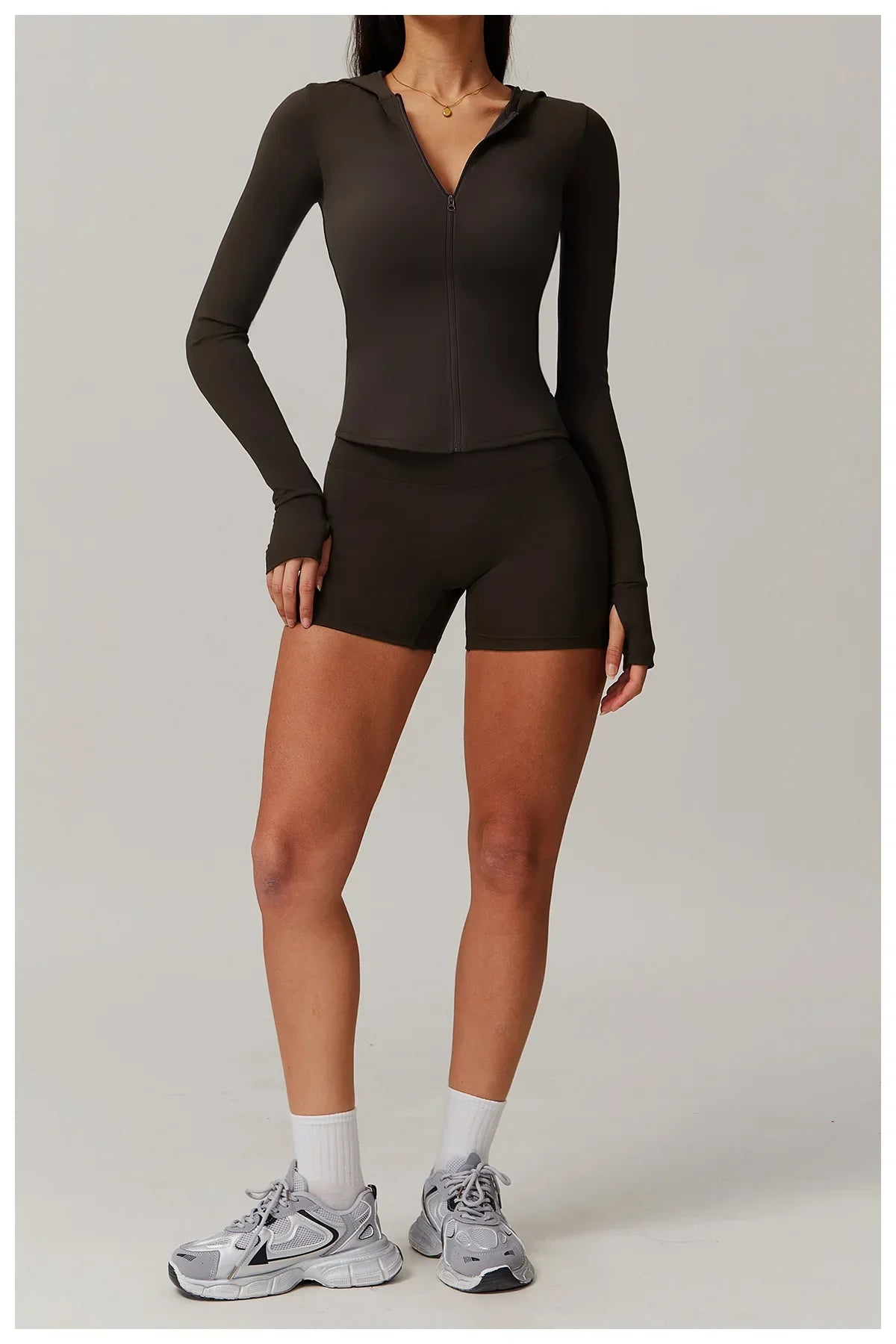 Kobieta Sportowa Kurtka z Kapturem i Długim Rękawem z Zamkiem