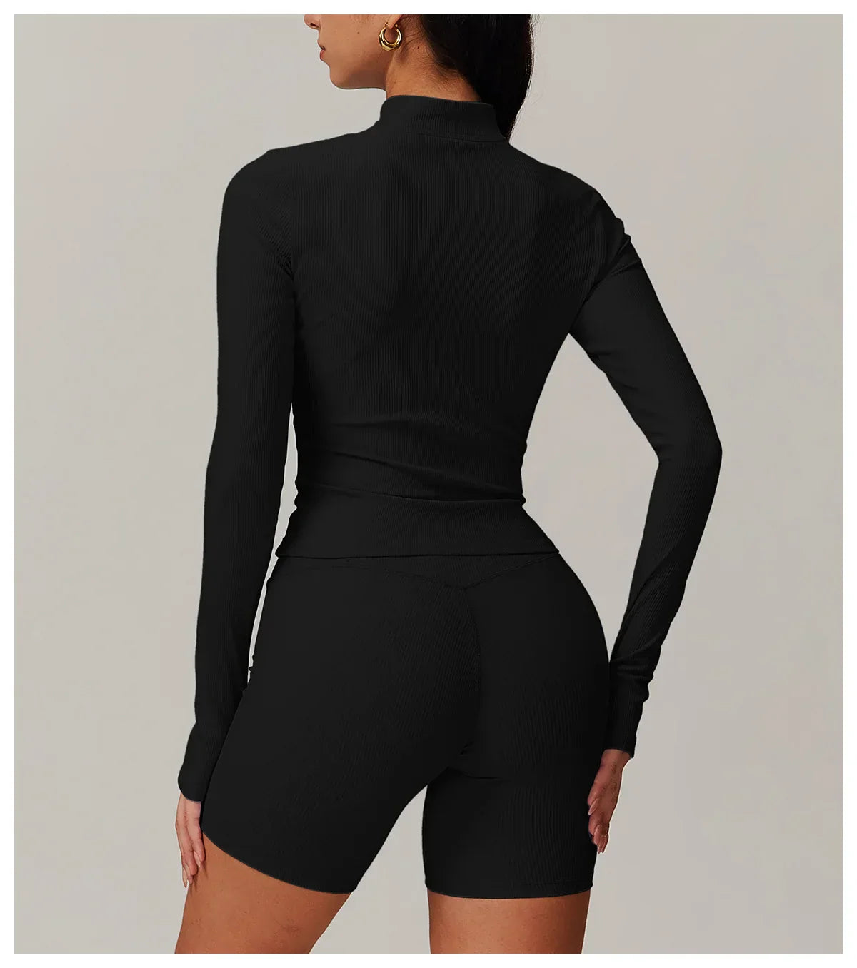 Damska kurtka do jogi z długim rękawem i półsuwnym zamkiem