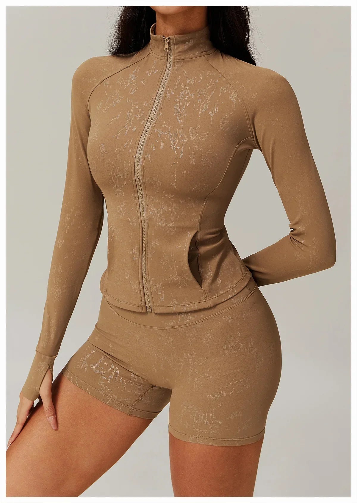 Kurtka Damska Slim z Długim Rękawem i Otworem na Kciuk