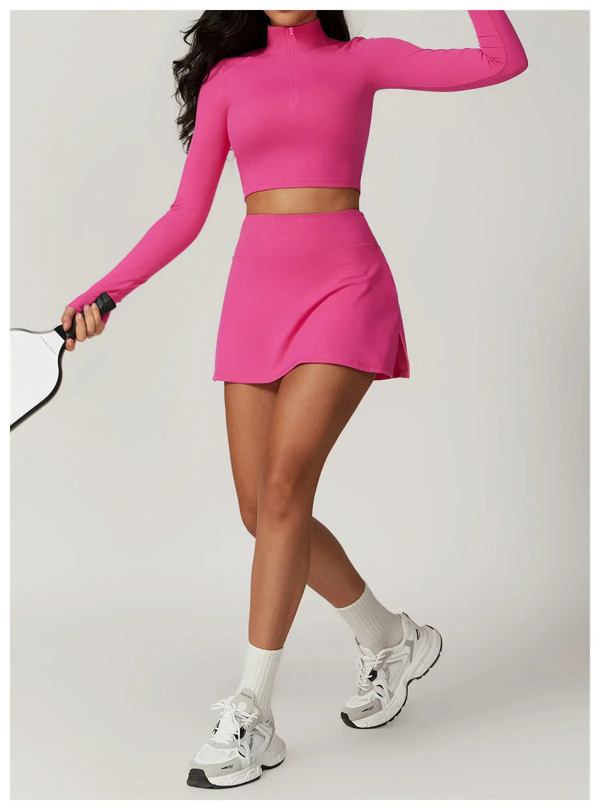 Slim Fit Długi Rękaw Kurtka do Jogi z Pół-Zipem