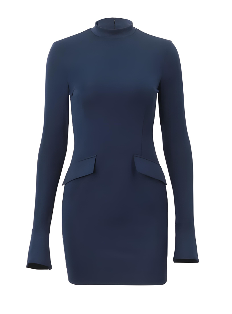 Milava™ | Sukienka Olivia z Wysokim Kołnierzem