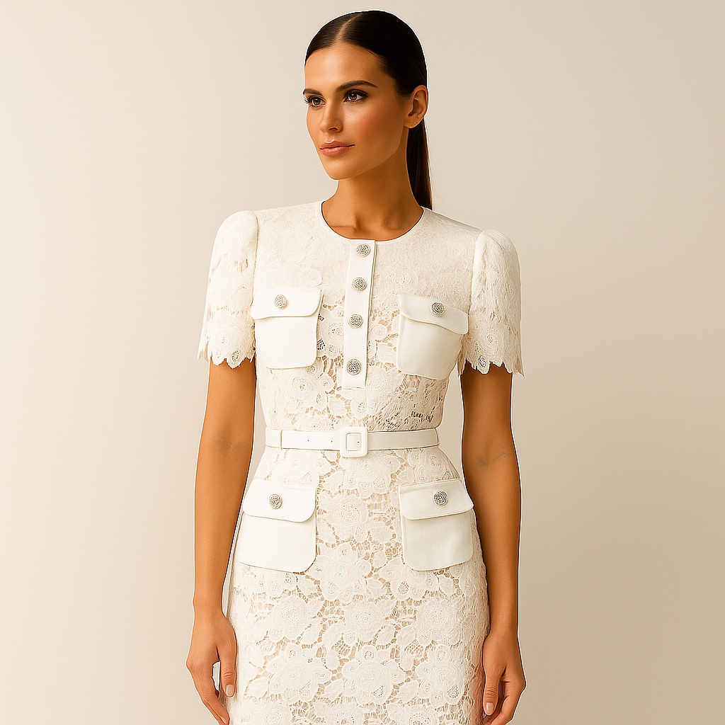 Milava™ | Biała Haftowana Sukienka w Kwiaty