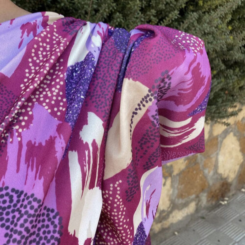 Milava™ | Fioletowa Midi Sukienka z Jednym Ramieniem