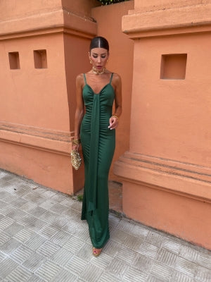 Milava™ | Satiny Dress with Button Detail