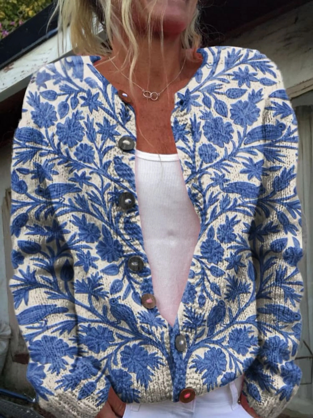 Milava™ Kwiatowy kardigan z guzikami