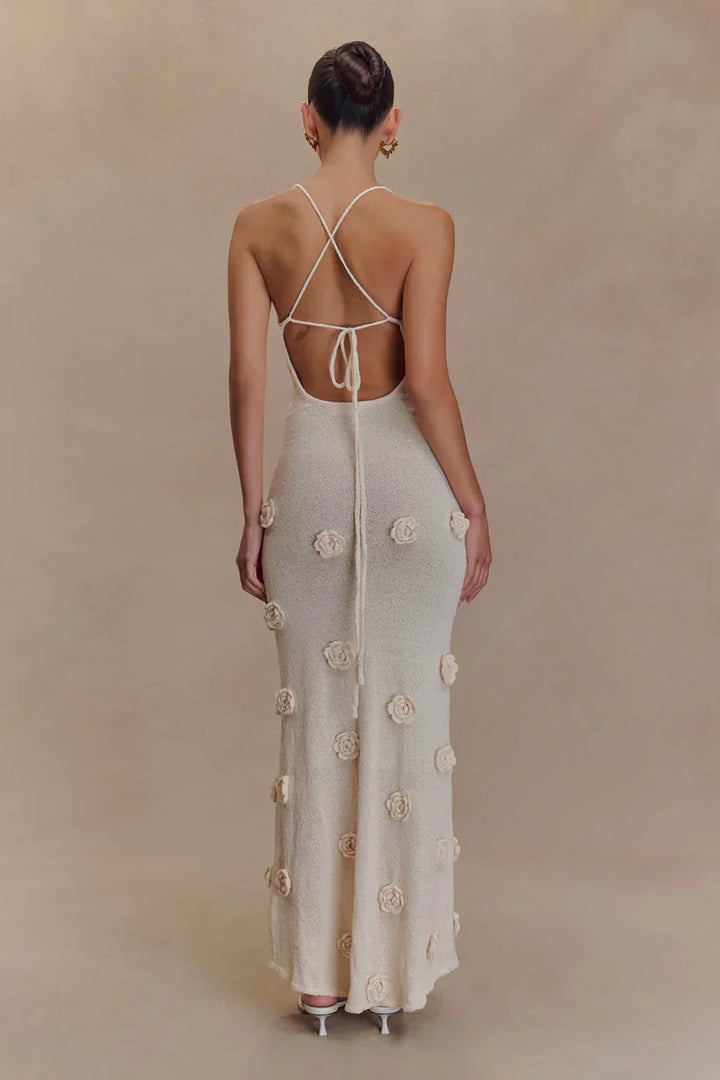 Milava™ | Nayla Maxi Sukienka Szydełkowana z Kwiatowym Wzorem