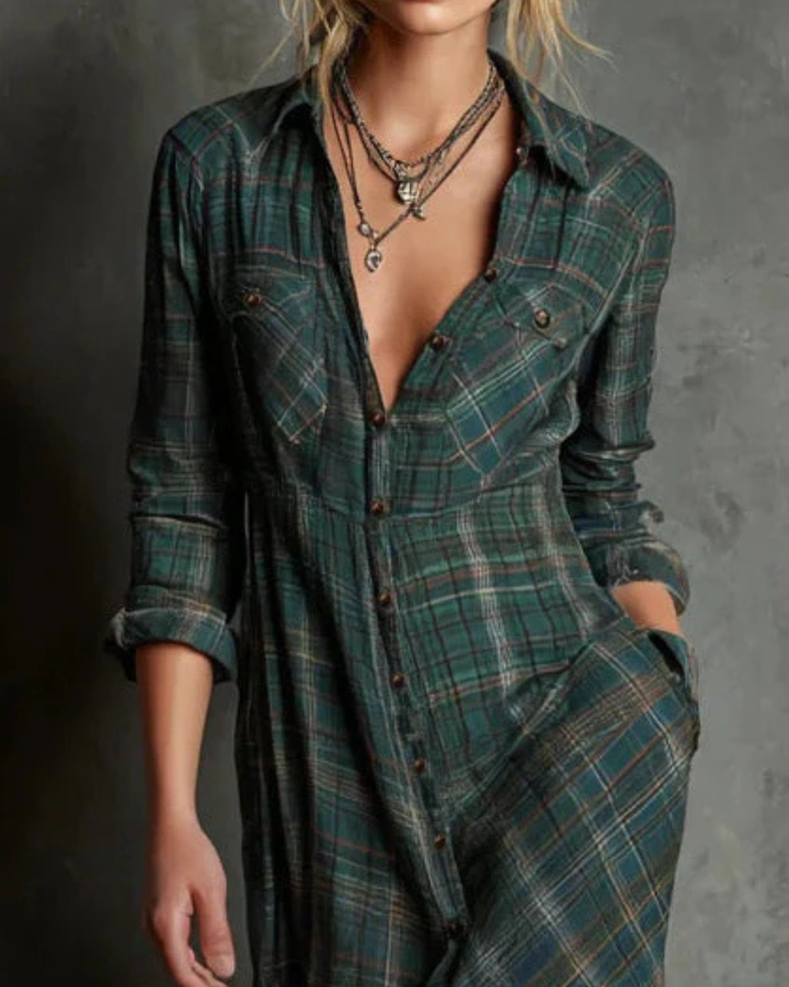 Lucja | Długa Sukienka w Kratę