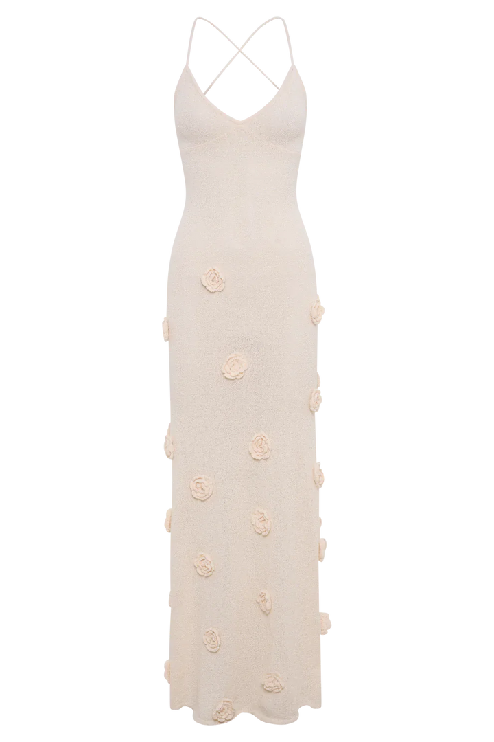 Milava™ | Nayla Maxi Sukienka Szydełkowana z Kwiatowym Wzorem