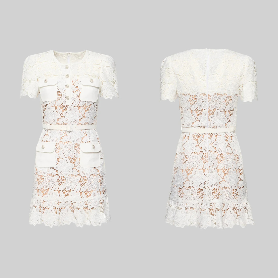 Milava™ | Biała Haftowana Sukienka w Kwiaty