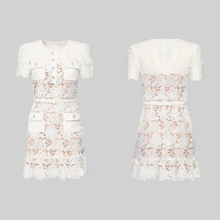 Milava™ | Biała Haftowana Sukienka w Kwiaty