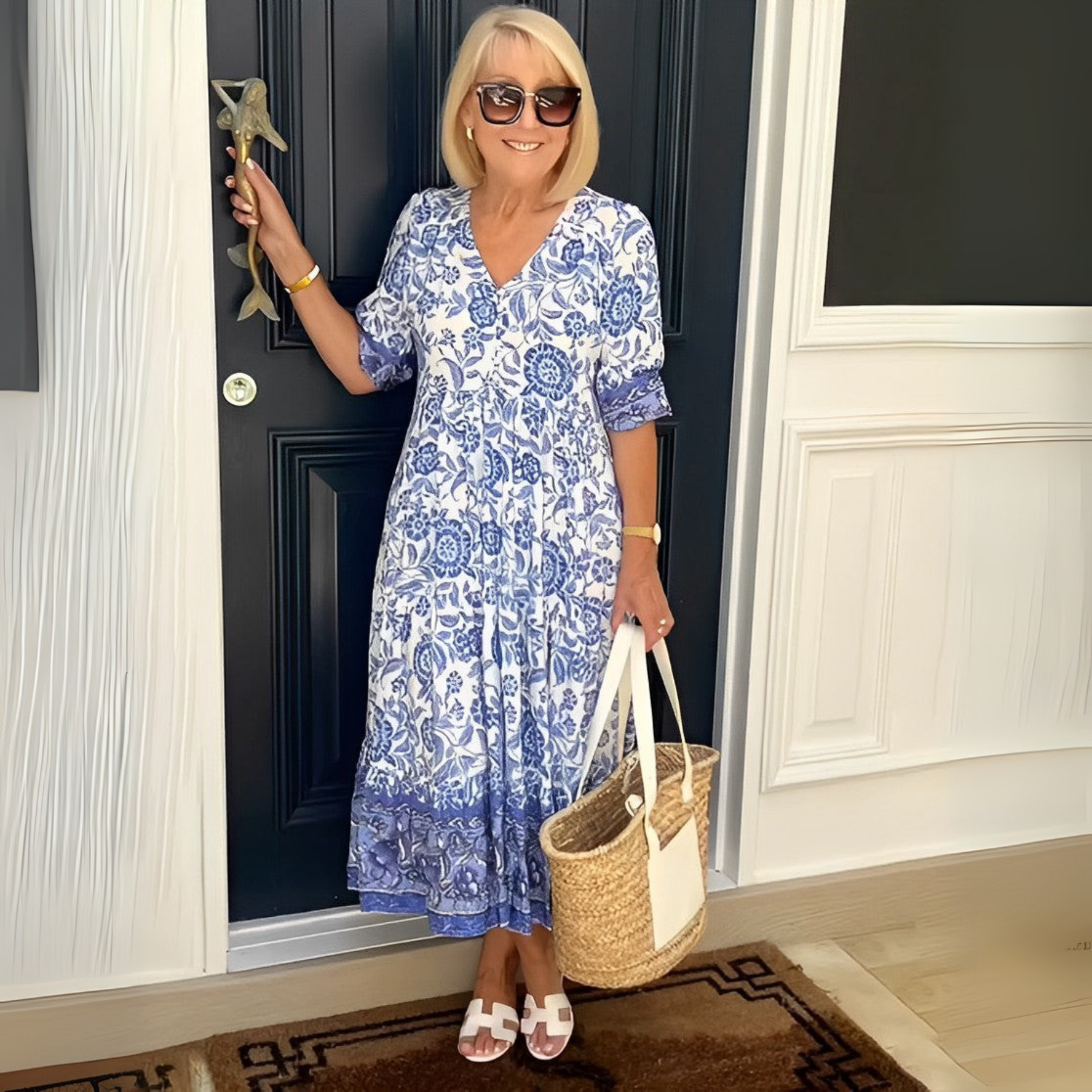 Milava™ | Stylowa Sukienka w Kwiaty z Dekoltem w Serek