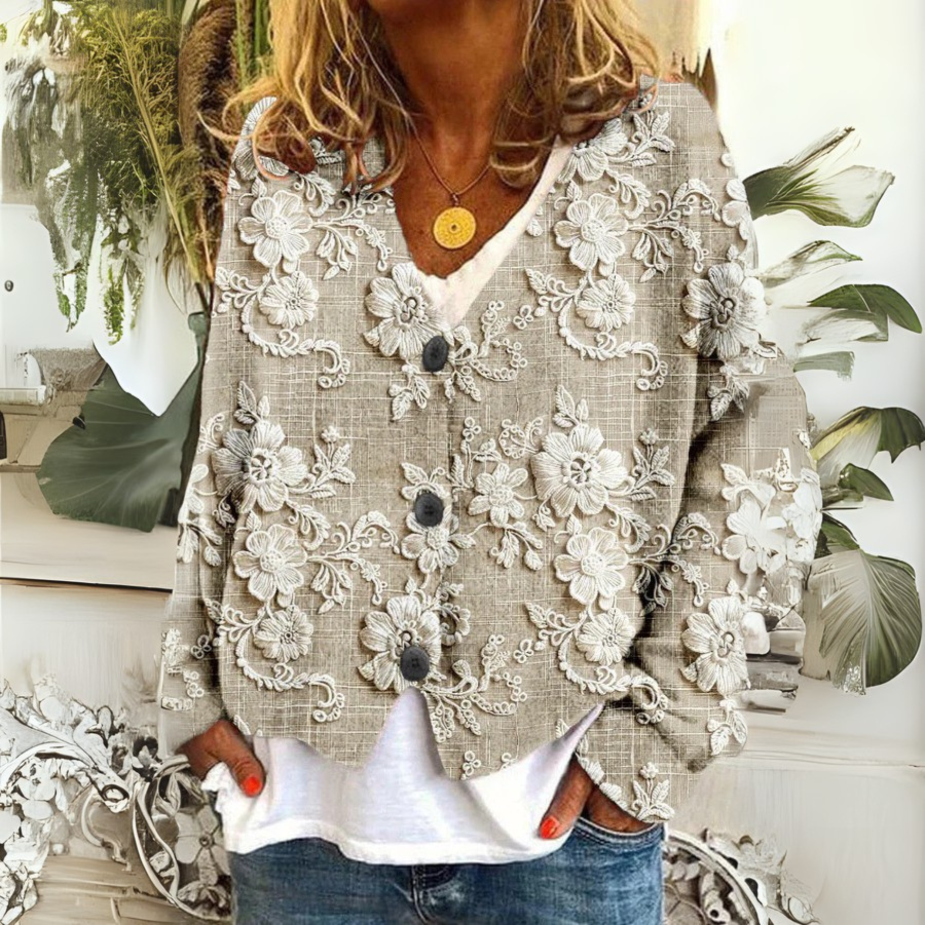 Milava™ | Cardigan z Kwiatowym Motywem