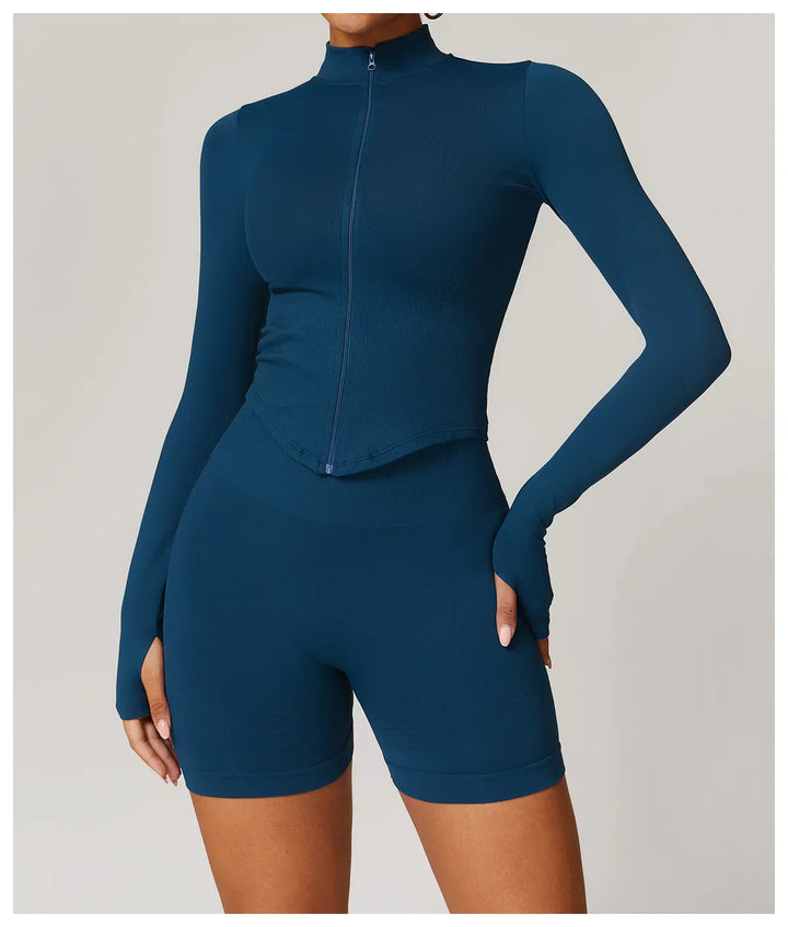 Bezszwowa kurtka z długimi rękawami i zamkiem