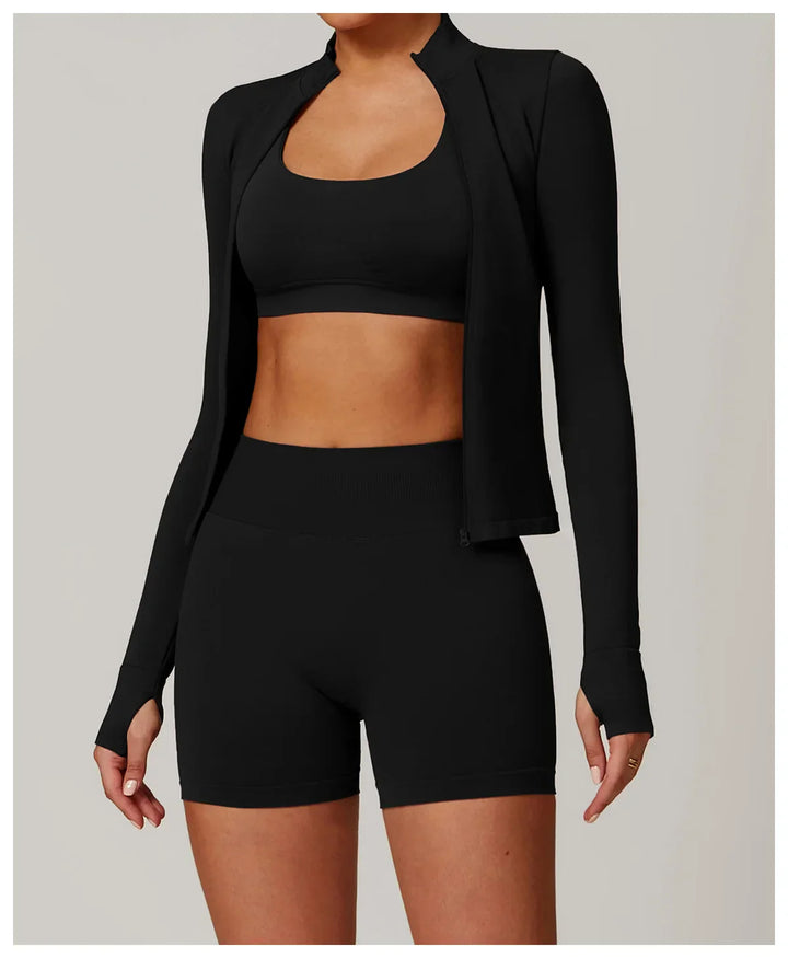 Nowa bezszwowa kurtka do jogi modelująca sylwetkę z zamkiem błyskawicznym