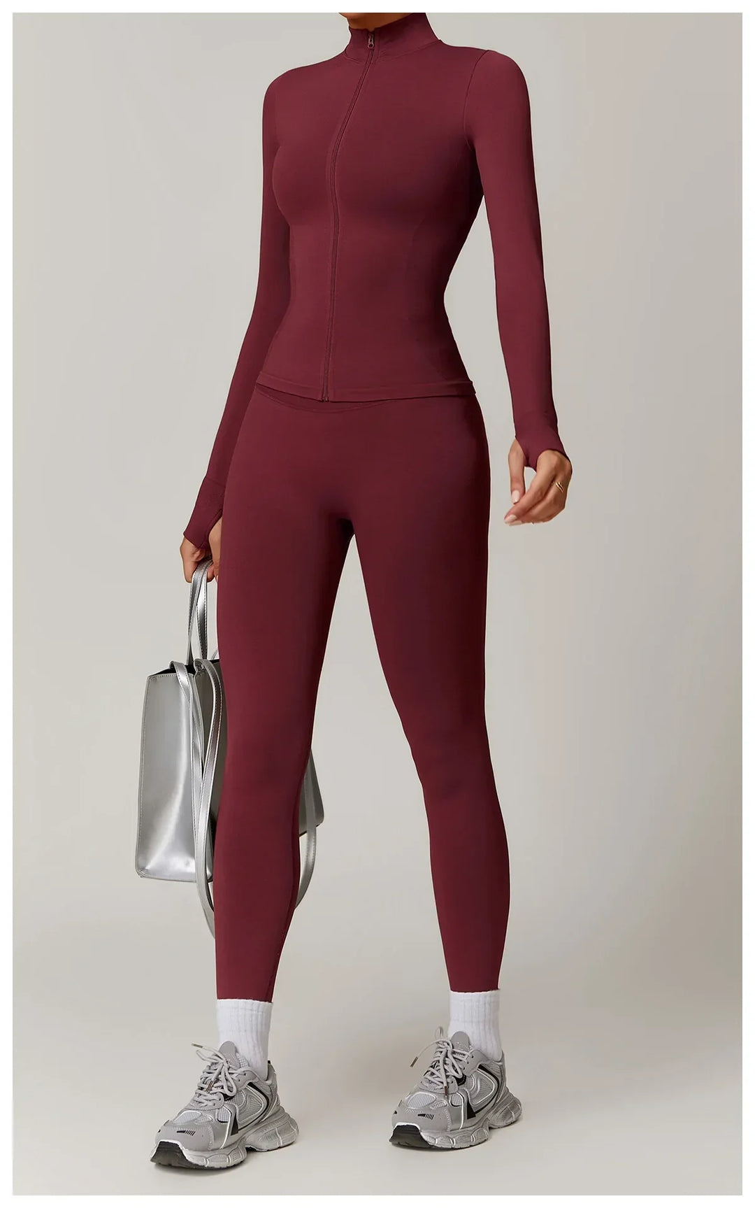 Nowa bezszwowa kurtka do jogi modelująca sylwetkę z zamkiem błyskawicznym