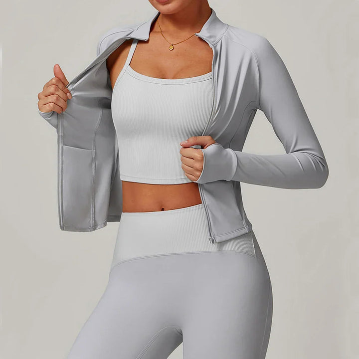 Smukła, wiatroszczelna kurtka sportowa z długim rękawem