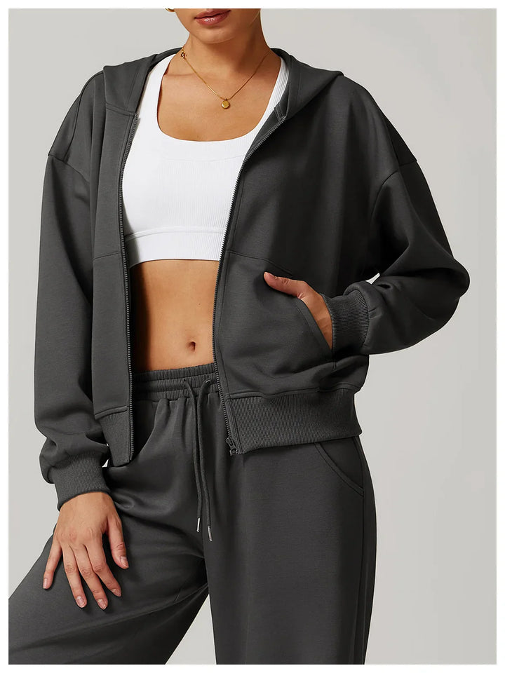 Wytrzymała Luźna Bluza z Kapturem i Długimi Rękawami