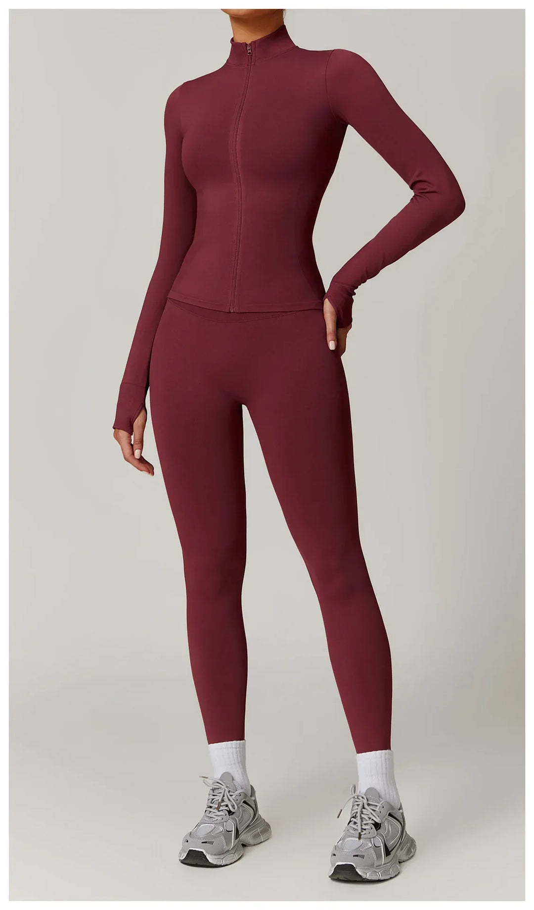 Nowa bezszwowa kurtka do jogi modelująca sylwetkę z zamkiem błyskawicznym