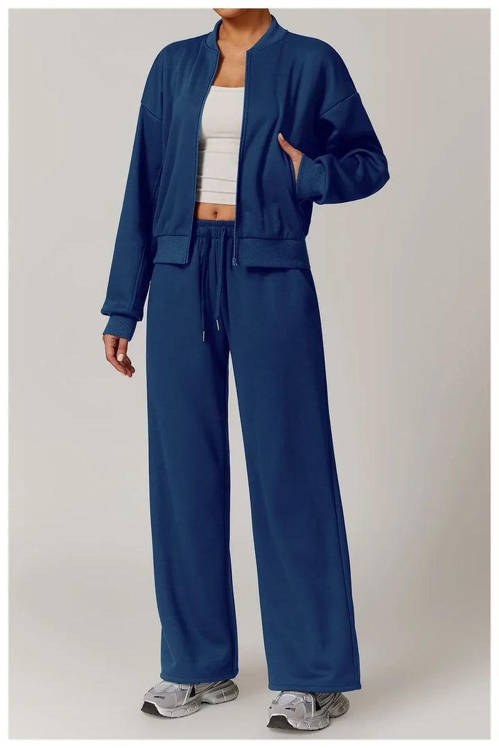 Luźna dresowa kurtka z zamkiem błyskawicznym i długim rękawem