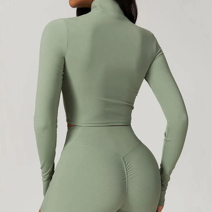 Slim Fit Długi Rękaw Kurtka do Jogi z Pół-Zipem