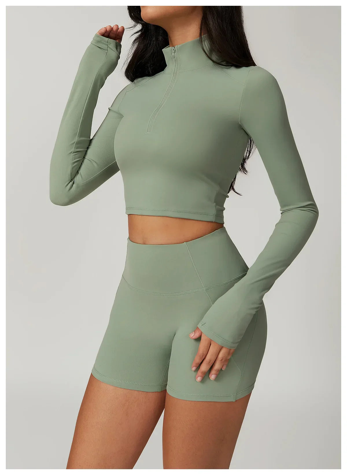 Slim Fit Długi Rękaw Kurtka do Jogi z Pół-Zipem