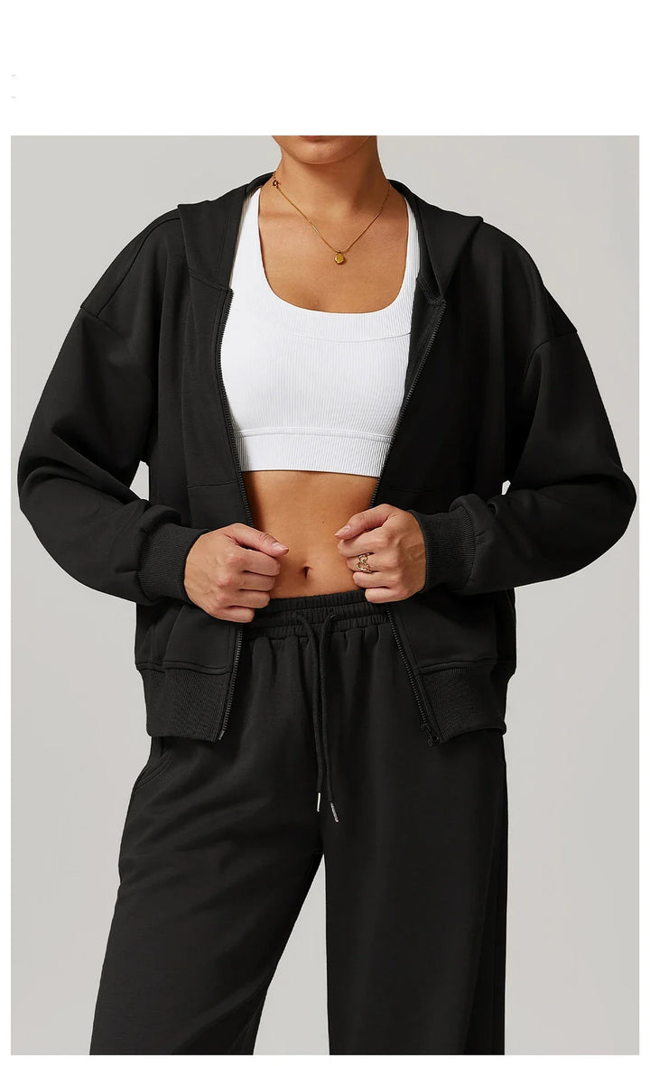 Wytrzymała Luźna Bluza z Kapturem i Długimi Rękawami