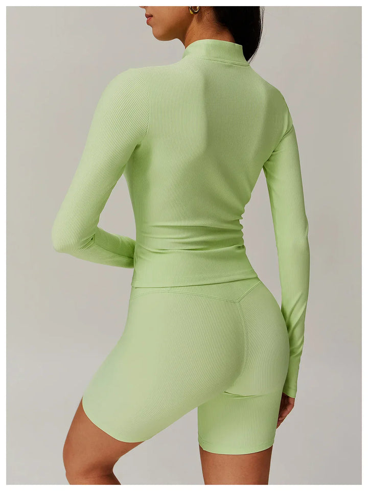 Damska kurtka do jogi z długim rękawem i półsuwnym zamkiem