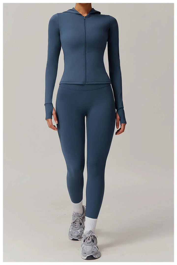 Kobieta Sportowa Kurtka z Kapturem i Długim Rękawem z Zamkiem