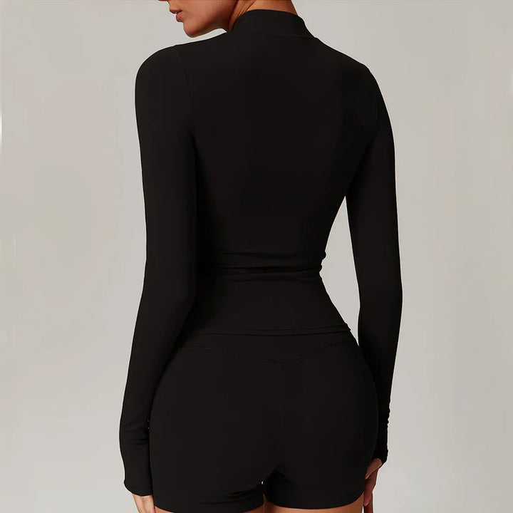 Slim Fit Długi Rękaw Kurtka Zewnętrzna do Joggingu z Połową Zamka