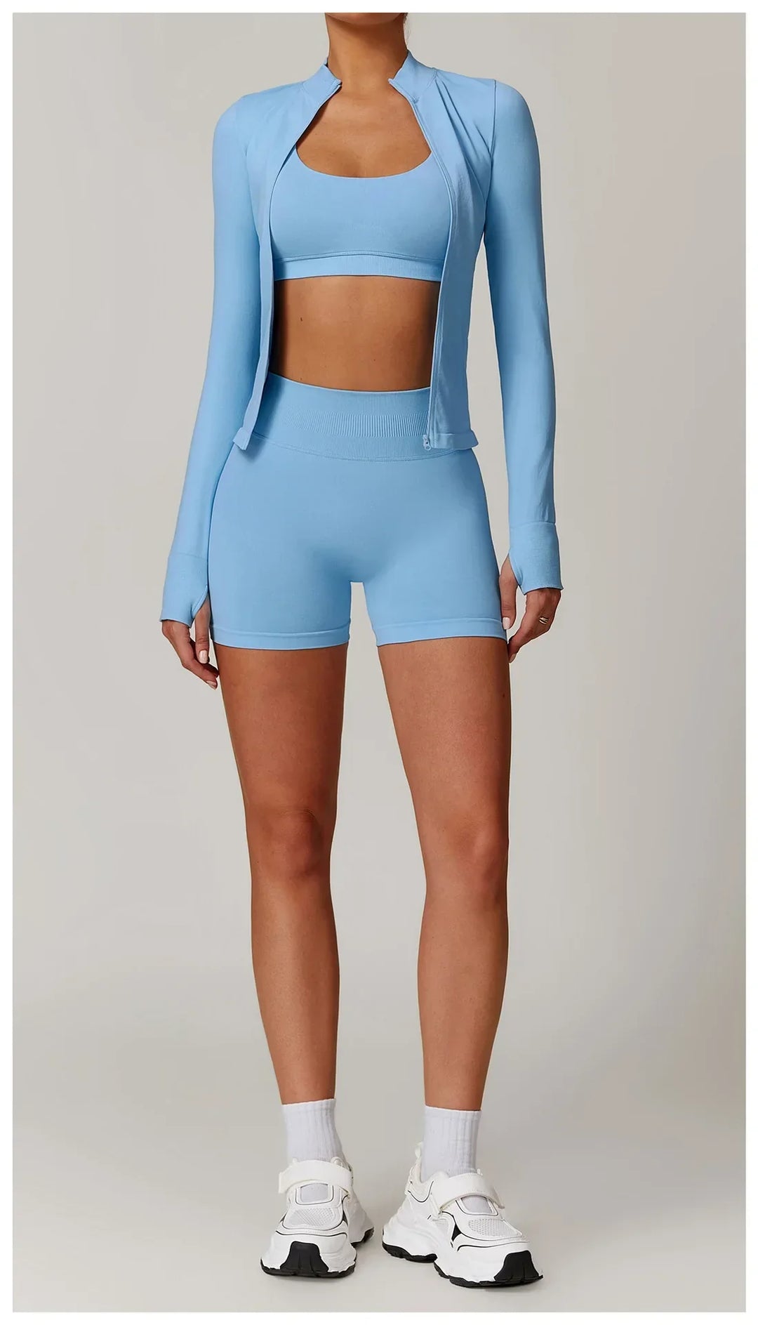 Nowa bezszwowa kurtka do jogi modelująca sylwetkę z zamkiem błyskawicznym