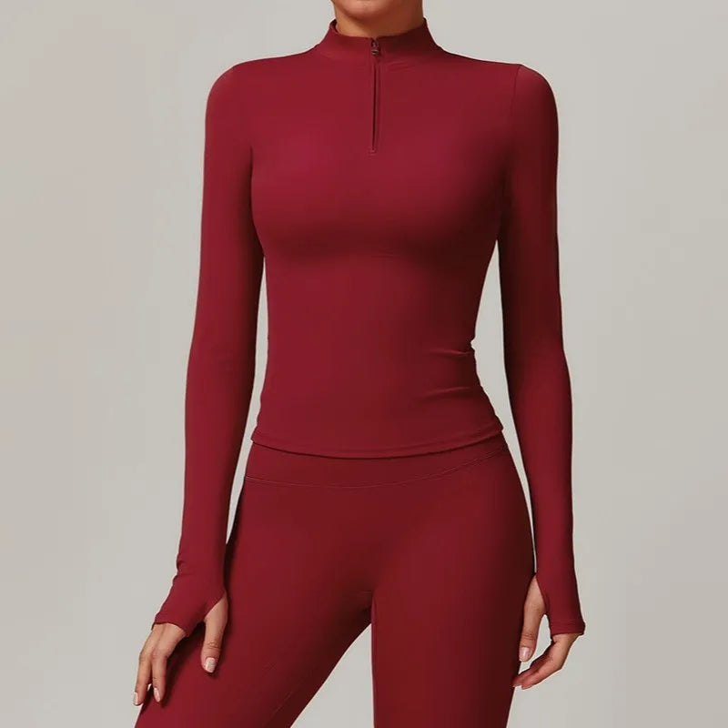 Slim Fit Długi Rękaw Kurtka Zewnętrzna do Joggingu z Połową Zamka