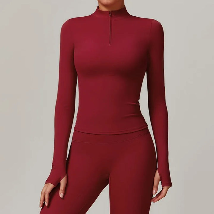 Slim Fit Długi Rękaw Kurtka Zewnętrzna do Joggingu z Połową Zamka