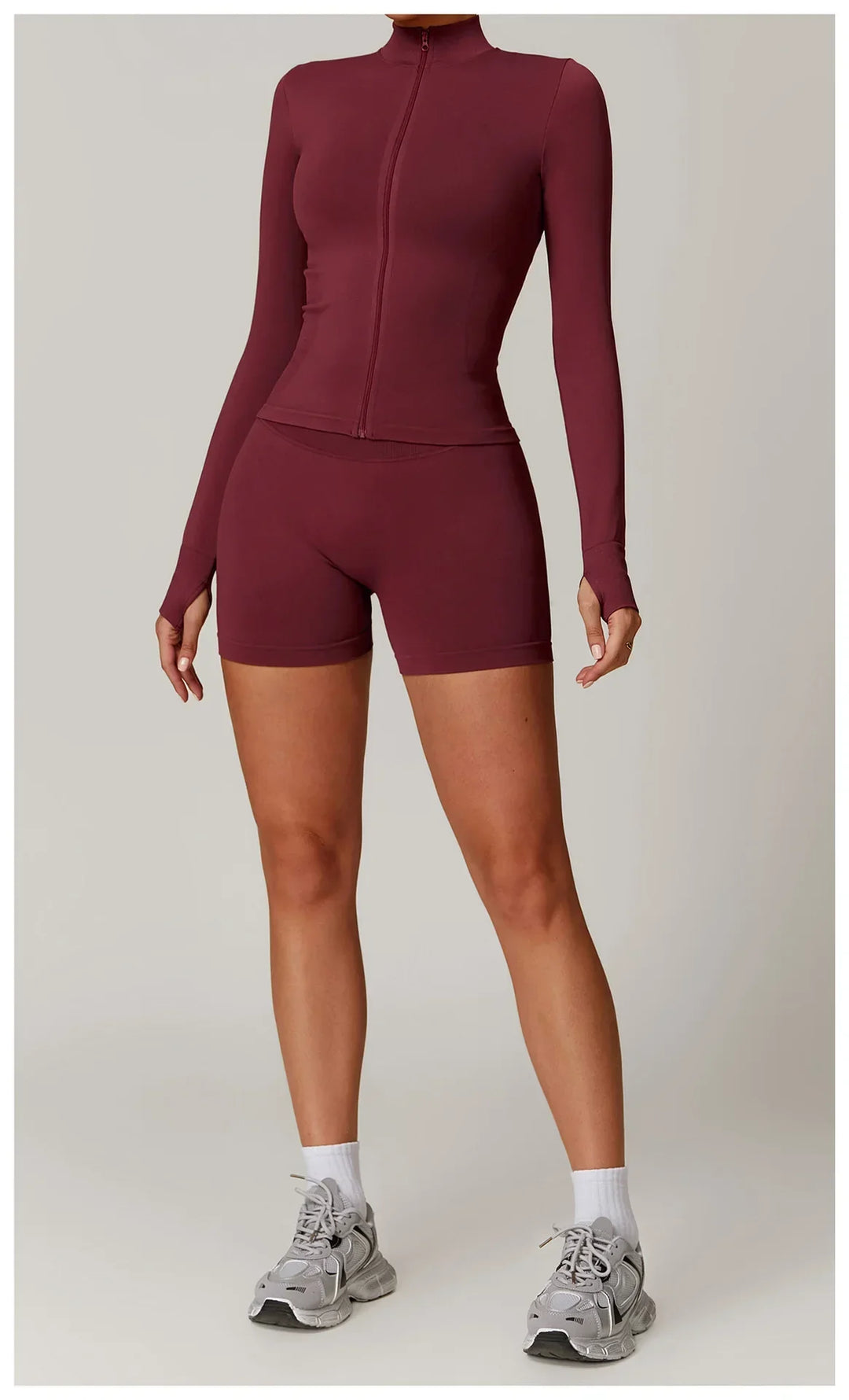 Nowa bezszwowa kurtka do jogi modelująca sylwetkę z zamkiem błyskawicznym