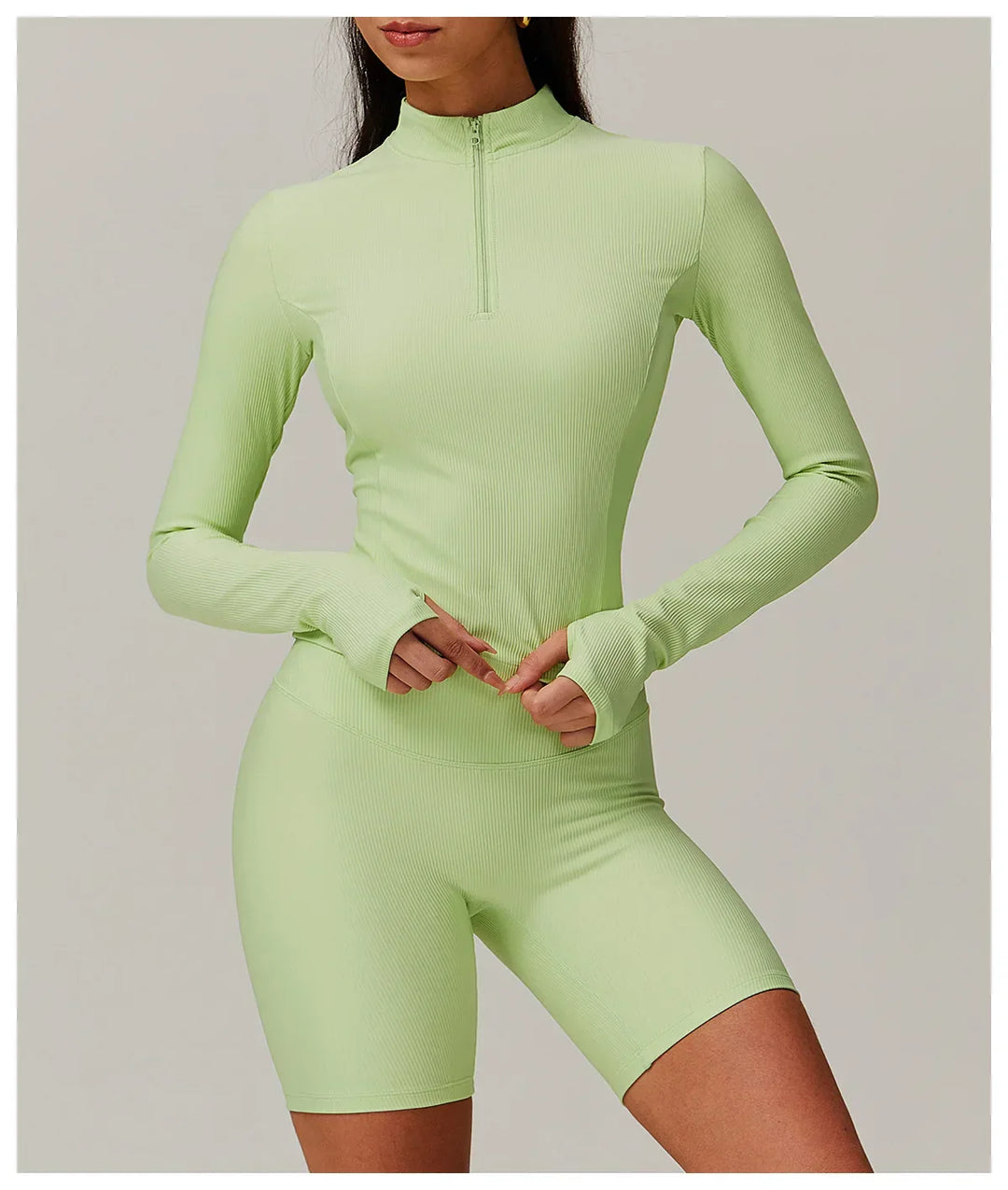 Damska kurtka do jogi z długim rękawem i półsuwnym zamkiem