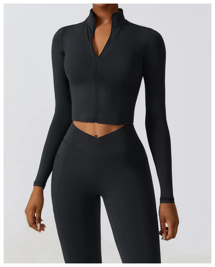 Damska kurtka z długim rękawem i zamkiem błyskawicznym