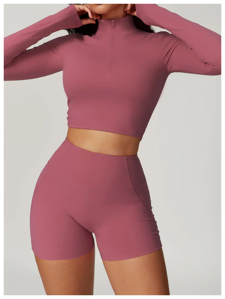 Slim Fit Długi Rękaw Kurtka do Jogi z Pół-Zipem