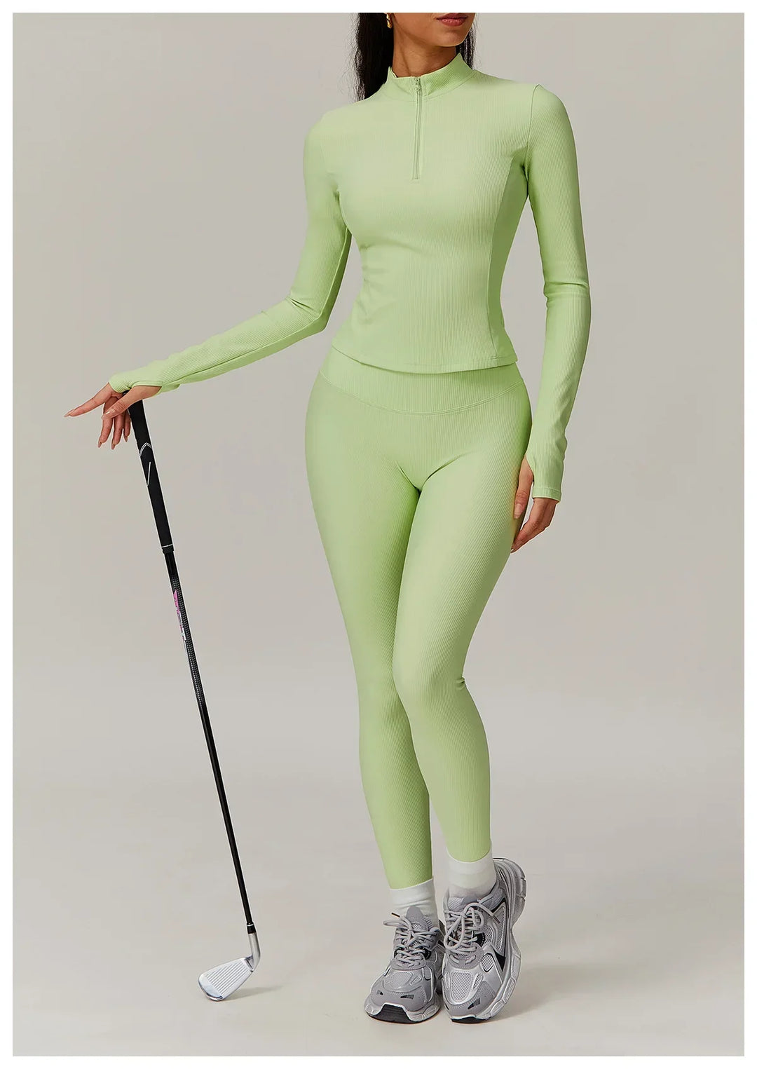 Damska kurtka do jogi z długim rękawem i półsuwnym zamkiem