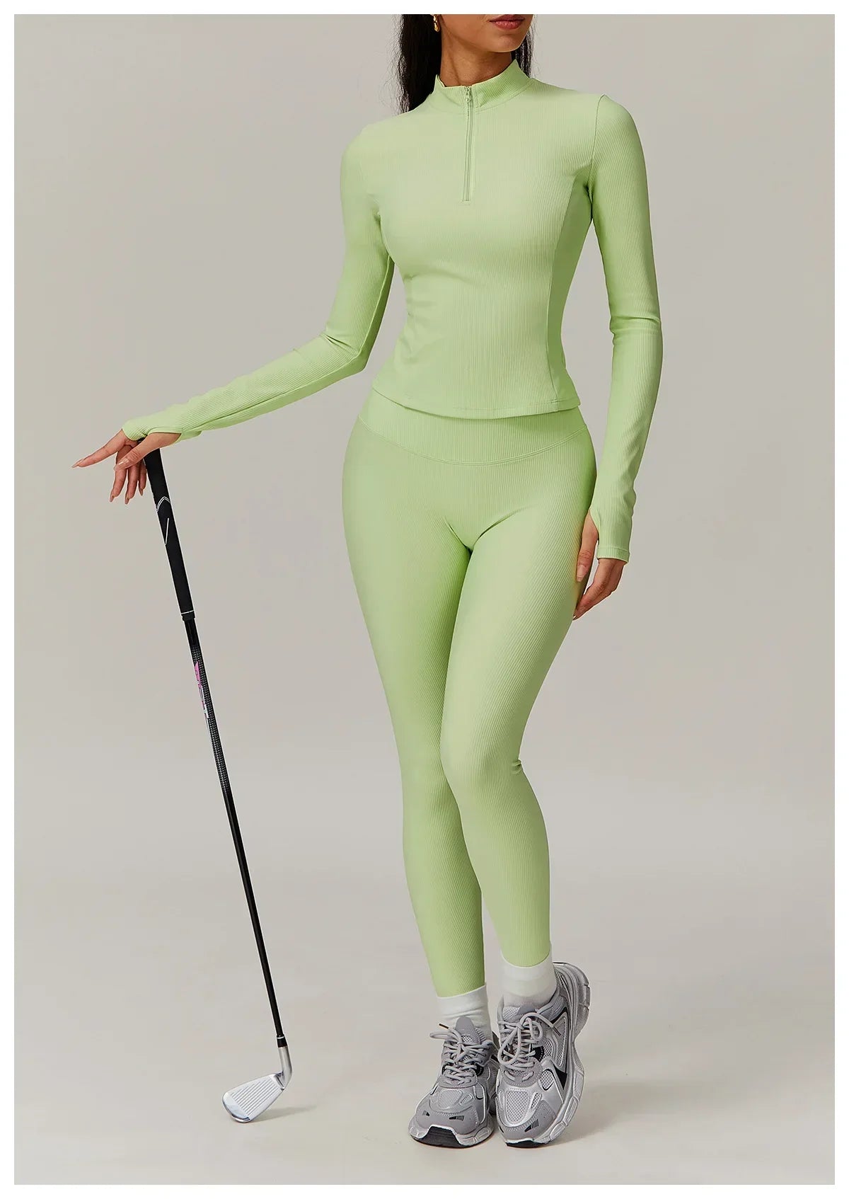 Damska kurtka do jogi z długim rękawem i półsuwnym zamkiem